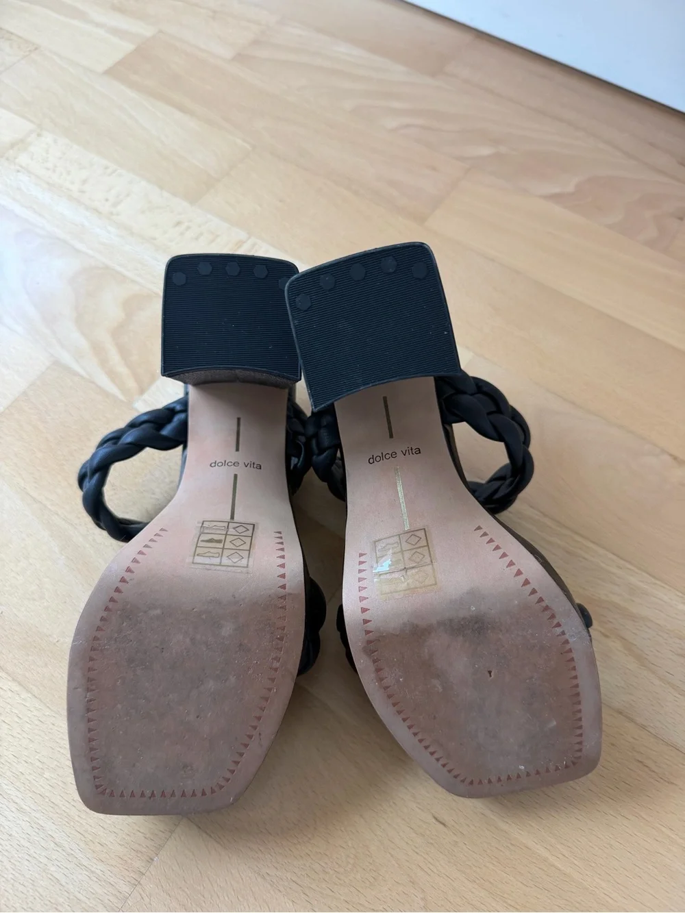 Dolce Vita Black Braided Double-Strap Slide Heels